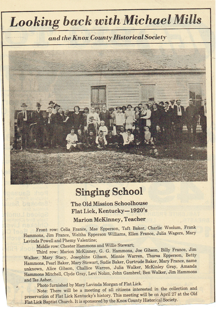 Flat Lick Singing School 1920s