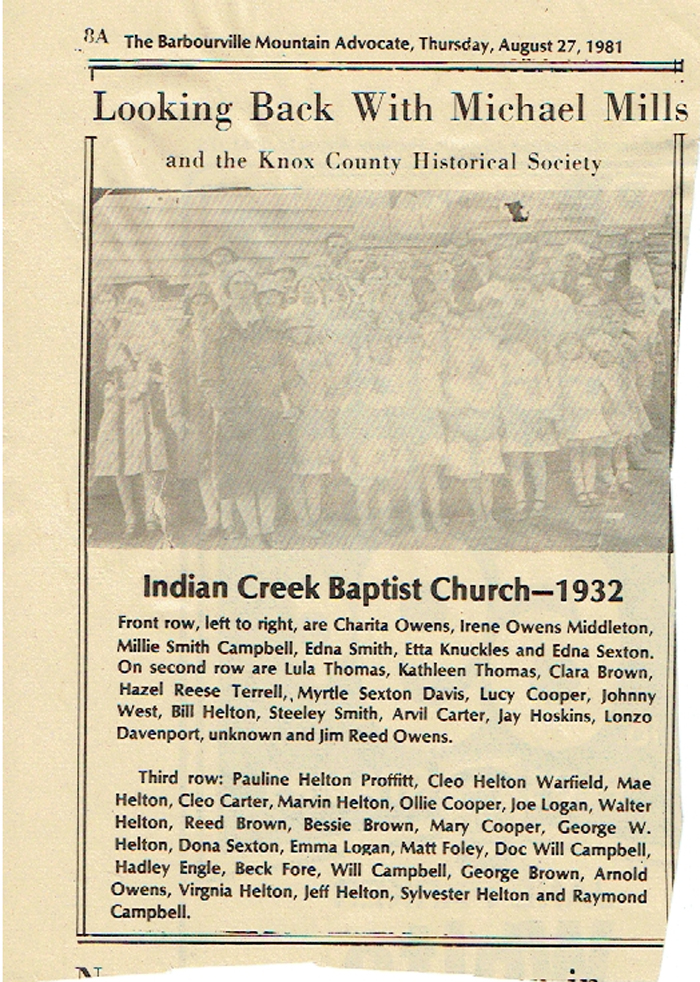 Indian Creek Baptist 1932