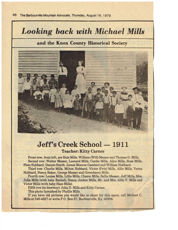 Jeffs Creek School 1911