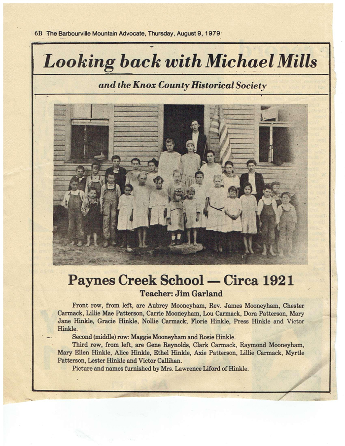 Paynes Creek School circa 1921