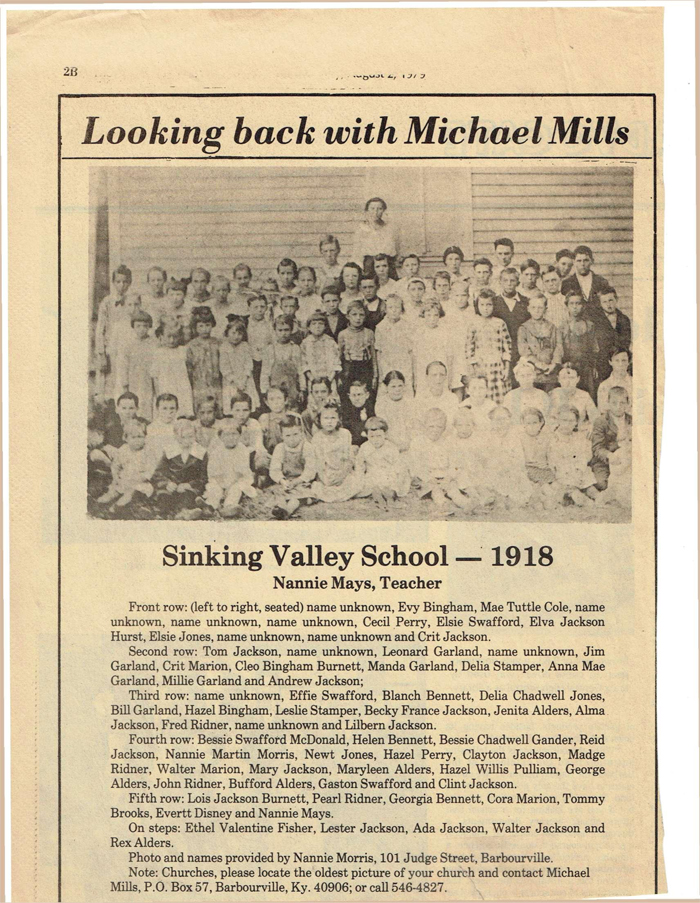 Sinking Valley School 1918