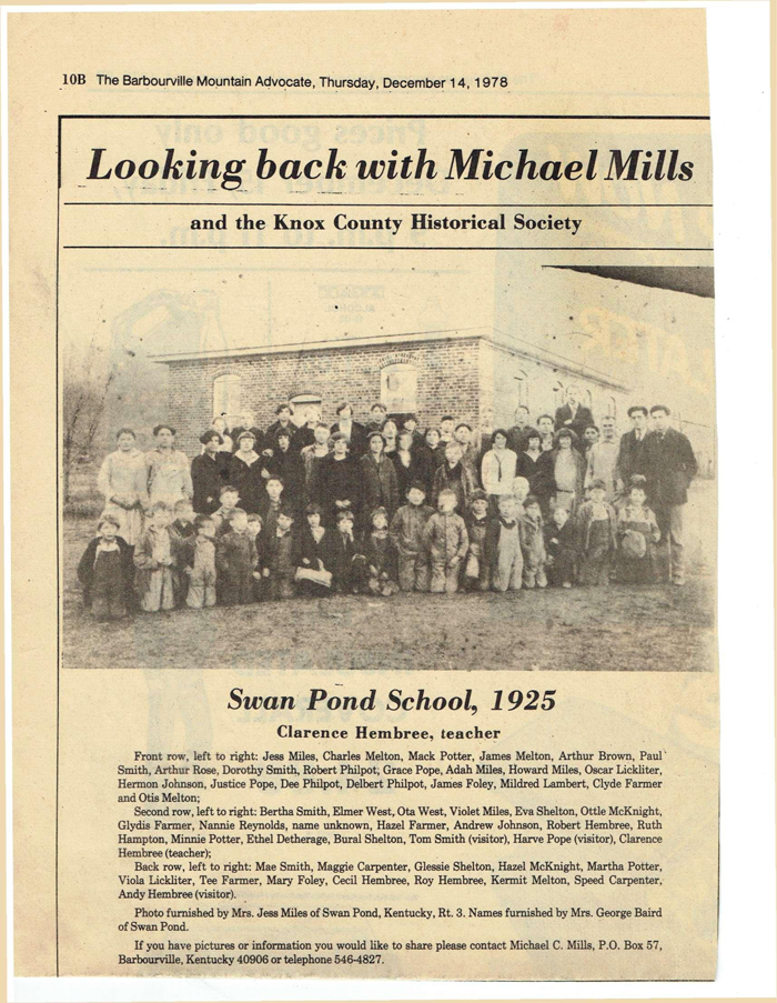 Swan Pond School 1925